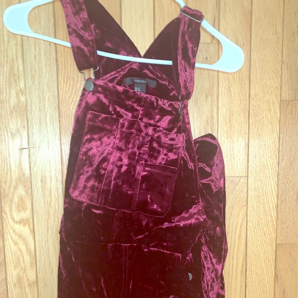 Red velvet jumpsuit over alls BRAND NEW